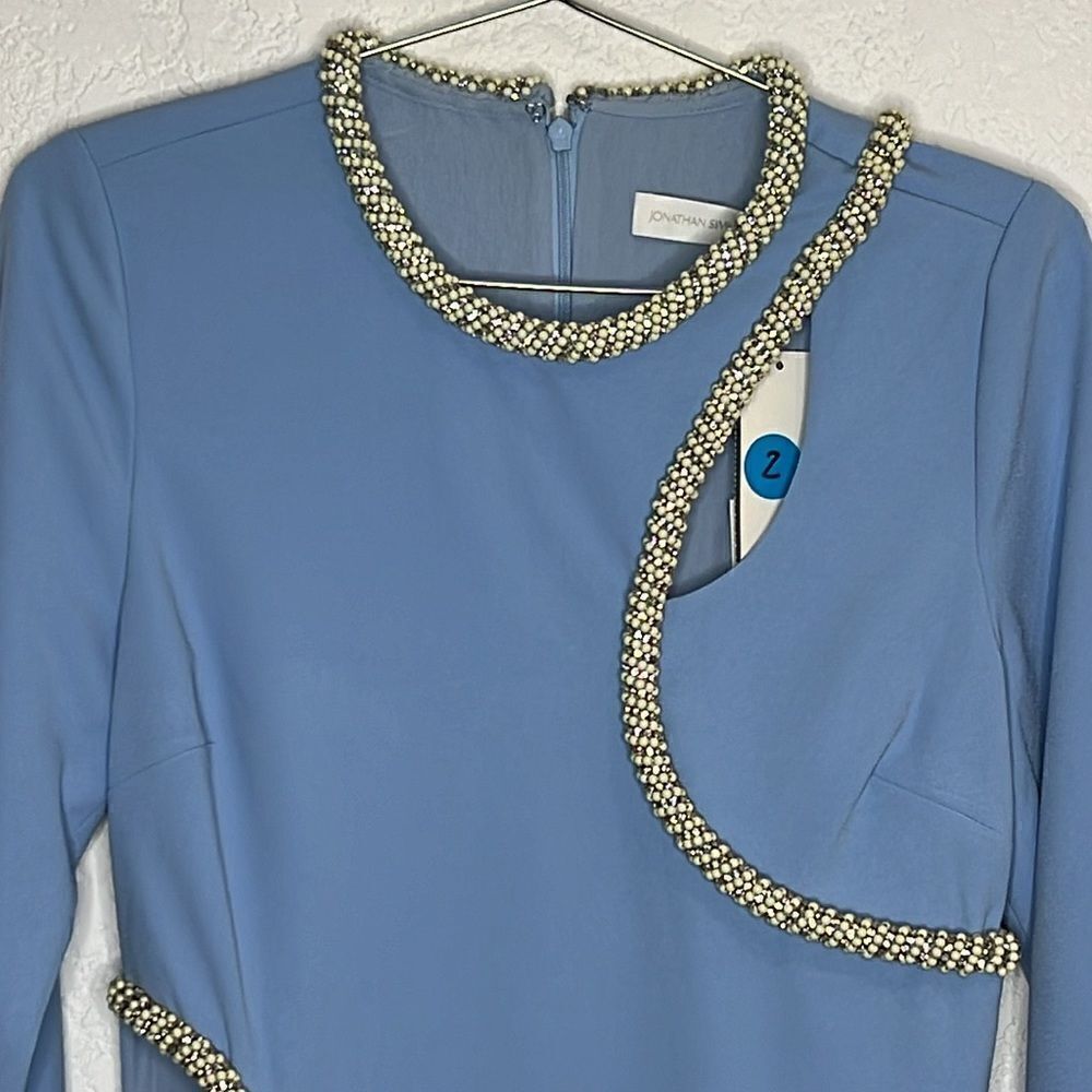 NWT SIMKHAI Katharine Embroidery Cut-out Mini Dress French Blue Size 4 - Picture 3 of 16